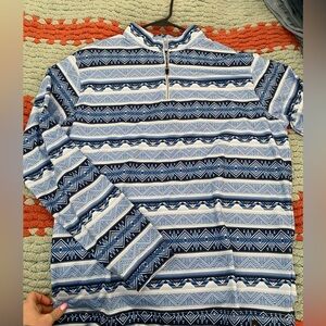 Blue and White Patterned Pullover